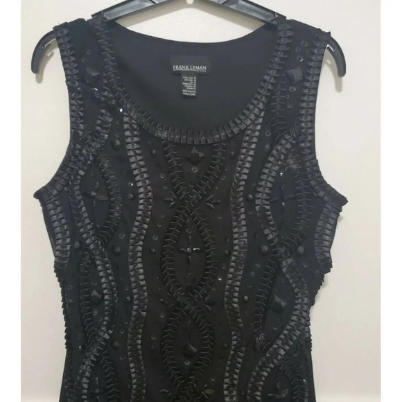 Frank Lyman Black Sleeveless Lined Dress with Gath - Picture 3 of 8